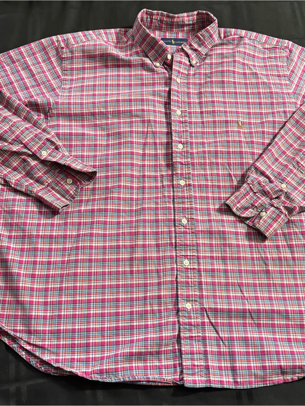 Polo Ralph Lauren Shirt Mens 2XB Plaid Multicolored OCBD Flesh Pony Long Sleeve